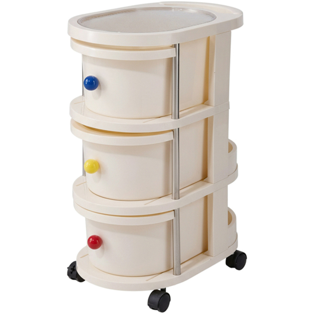 Living and Home 3 Drawer Cream Rolling Storage Cart - Size: 58 x 28 x 42cm - Wilko - image 1