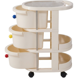 Living and Home 3 Drawer Cream Rolling Storage Cart - Size: 58 x 28 x 42cm - Wilko - thumbnail 6