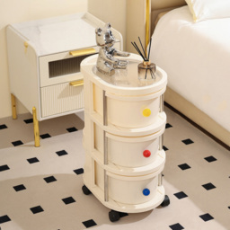 Living and Home 3 Drawer Cream Rolling Storage Cart - Size: 58 x 28 x 42cm - Wilko - thumbnail 3