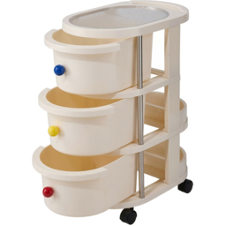 Living and Home 3 Drawer Cream Rolling Storage Cart - Size: 58 x 28 x 42cm - Wilko - thumbnail 5