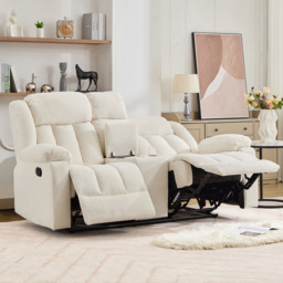 Artemis Home Lovell 2 Seater Cream Boucle Manual Recliner Sofa with Centre Console - Wilko - thumbnail 4
