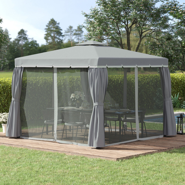Outsunny 3.3 x 3.3m 2-Tier Grey Gazebo Shelter Tent - Size: 3 x 3m - Wilko - image 1
