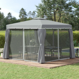 Outsunny 3.3 x 3.3m 2-Tier Grey Gazebo Shelter Tent - Size: 3 x 3m - Wilko