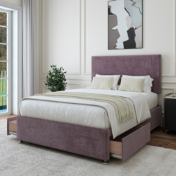 Bedmaster Single Mauve Naples Linen 2 Drawer Divan Base with Valencia Headboard - Brown - Wilko - thumbnail 4