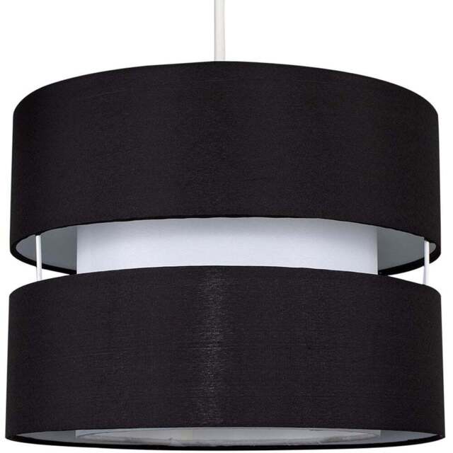 ValueLights Sophia 2-Tier Black and White Small Ceiling Light Shade - Size: 26 x 19 x 26cm - Wilko - image 1