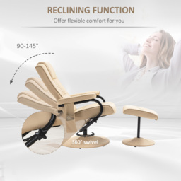 Portland Cream PU Leather Massage Manual Recliner Chair with Ottoman - Size: Single - Wilko - thumbnail 7