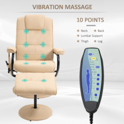 Portland Cream PU Leather Massage Manual Recliner Chair with Ottoman - Size: Single - Wilko - thumbnail 6