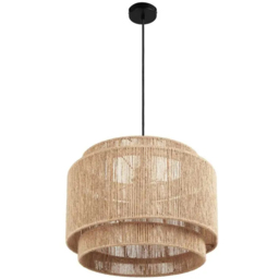 tectake Lignea 3-Tier Boho Chic Jute Fibre Pendant Light - Size: 32 x 46 x 46cm - Nature - Wilko