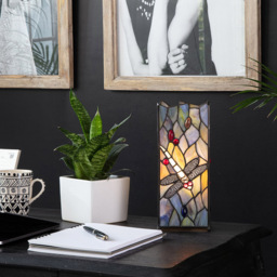 ValueLights Tiffany Inspired Decorative Dragonfly Square Glass Table Lamp - Size: 27.5 x 11 x 11cm - Multi - Wilko - thumbnail 7