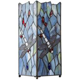 ValueLights Tiffany Inspired Decorative Dragonfly Square Glass Table Lamp - Size: 27.5 x 11 x 11cm - Multi - Wilko - thumbnail 1