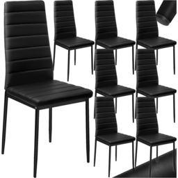 tectake Set of 8 Black High Backrest Padded Dining Chair - Wilko - thumbnail 3