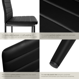 tectake Set of 8 Black High Backrest Padded Dining Chair - Wilko - thumbnail 7