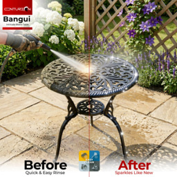 Centurion Bangui 2 Seater Black Round Garden Bistro Table with Parasol Hole - Wilko - thumbnail 7