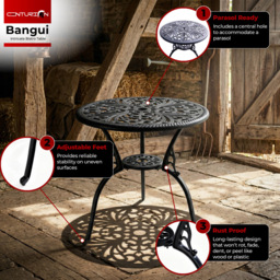 Centurion Bangui 2 Seater Black Round Garden Bistro Table with Parasol Hole - Wilko - thumbnail 5