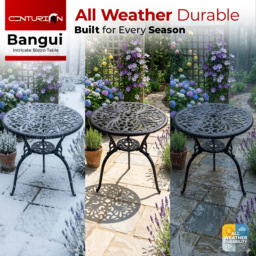 Centurion Bangui 2 Seater Black Round Garden Bistro Table with Parasol Hole - Wilko - thumbnail 6