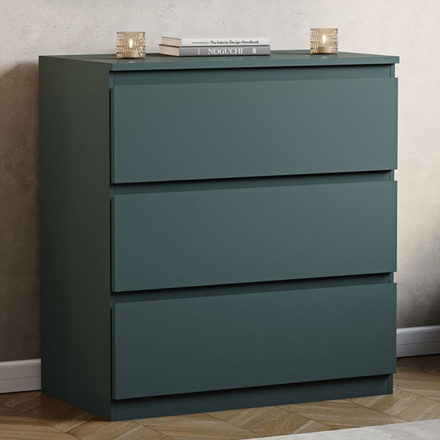 Vida Designs Denver Jasper Green 3 Drawer Bedside Table - Wilko - image 1