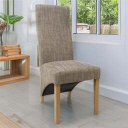 Baxter Set of 2 Oatmeal Tweed Dining Chair - Brown - Wilko - thumbnail 1