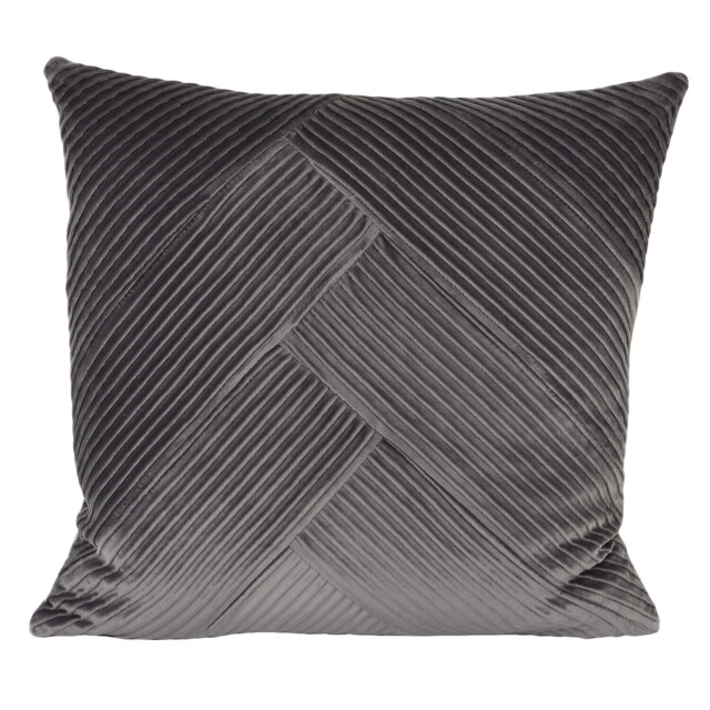 Piper Pleated Velvet Cushion - Grey - My Home - Wilko - image 1