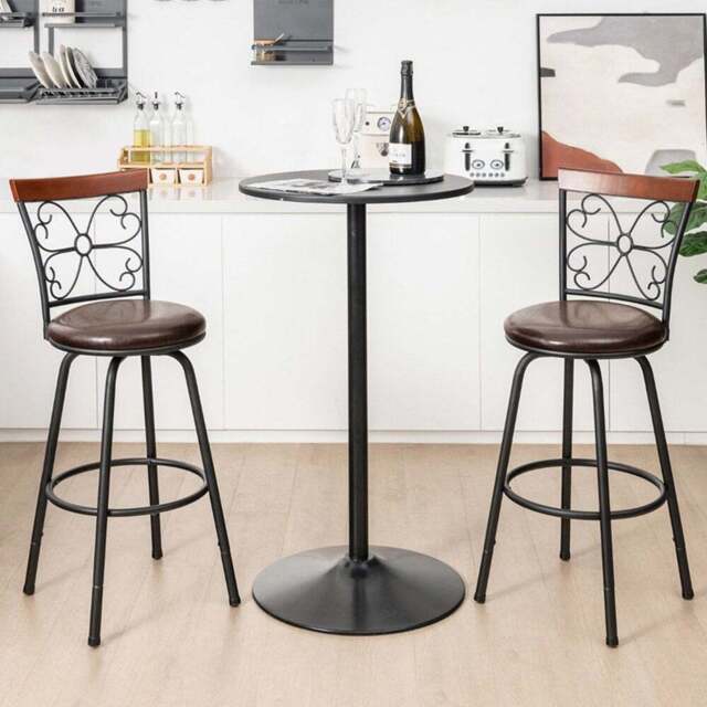 Costway Adjustable Swivel Bar Stool Set of 2 - Size: 91 x 58 x 20cm - Multi - Wilko - image 1