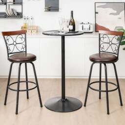 Costway Adjustable Swivel Bar Stool Set of 2 - Size: 91 x 58 x 20cm - Multi - Wilko