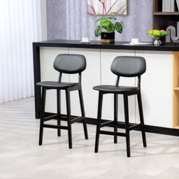 HOMCOM Black PU Leather Cover Bar Stool Set of 2 - Wilko - thumbnail 6