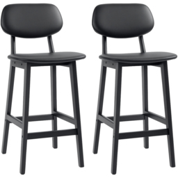 HOMCOM Black PU Leather Cover Bar Stool Set of 2 - Wilko - thumbnail 3