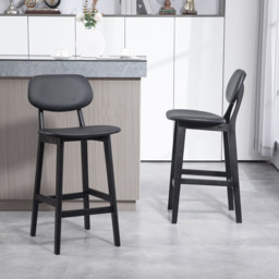 HOMCOM Black PU Leather Cover Bar Stool Set of 2 - Wilko - thumbnail 5