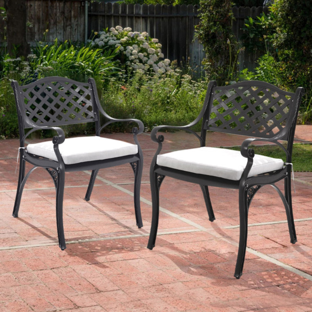 Living and Home Set of 2 Black Aluminium Garden Chairs - Size: 2 Seater - Wilko - image 1
