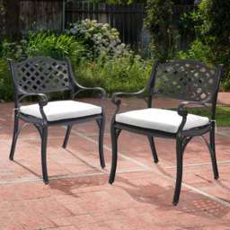 Living and Home Set of 2 Black Aluminium Garden Chairs - Size: 2 Seater - Wilko - thumbnail 1