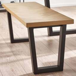 Julian Bowen Hilton 2 Seater White Oak and Black Dining Bench - Size: 134 x 39 x 44.5cm - Multi - Wilko