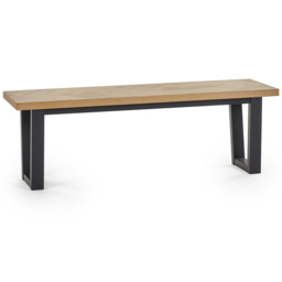 Julian Bowen Hilton 2 Seater White Oak and Black Dining Bench - Size: 134 x 39 x 44.5cm - Multi - Wilko - thumbnail 3