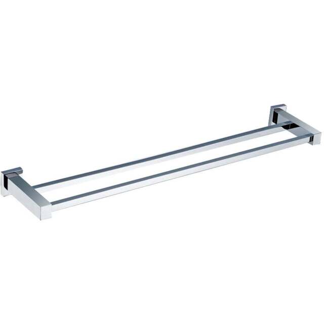 Nes Home Chrome Square Double Towel Rail 585mm - Size: 4 x 58.5 x 11cm - Silver - Wilko - image 1