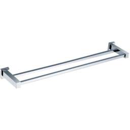 Nes Home Chrome Square Double Towel Rail 585mm - Size: 4 x 58.5 x 11cm - Silver - Wilko