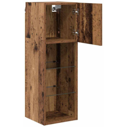vidaXL Single Door 3 Shelf Old Wood Wall Mounted LED TV Unit Set of 2 - Size: 225 x 42.5 x 70cm - Brown - Wilko - thumbnail 6