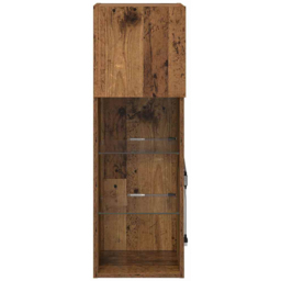 vidaXL Single Door 3 Shelf Old Wood Wall Mounted LED TV Unit Set of 2 - Size: 225 x 42.5 x 70cm - Brown - Wilko - thumbnail 5