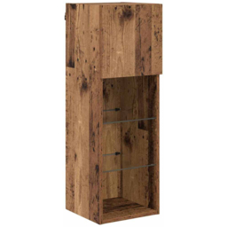 vidaXL Single Door 3 Shelf Old Wood Wall Mounted LED TV Unit Set of 2 - Size: 225 x 42.5 x 70cm - Brown - Wilko - thumbnail 7