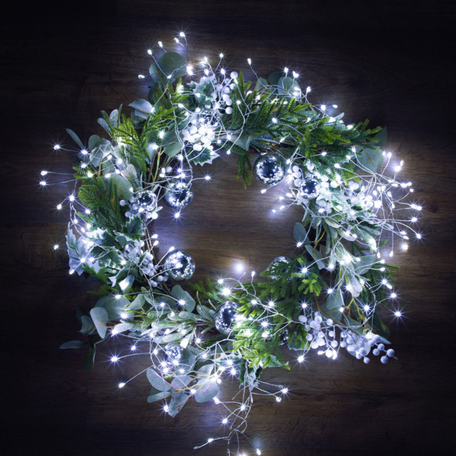 The Christmas Workshop 3m 480 White LED Silver Cluster String Light - Wilko - image 1