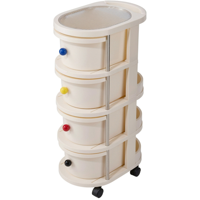 Living and Home 4 Drawer Cream Rolling Storage Cart - Size: 75 x 28 x 42cm - Wilko - image 1