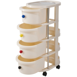 Living and Home 4 Drawer Cream Rolling Storage Cart - Size: 75 x 28 x 42cm - Wilko - thumbnail 5