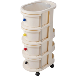 Living and Home 4 Drawer Cream Rolling Storage Cart - Size: 75 x 28 x 42cm - Wilko