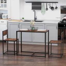 Portland 2 Seater Wooden Dining Set Chestnut Brown - Wilko
