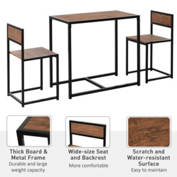 Portland 2 Seater Wooden Dining Set Chestnut Brown - Wilko - thumbnail 5