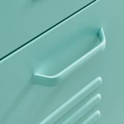 Furniturebox Theo 6 Drawer Light Blue Metal Sideboard - Size: 40 x 80 x 101.5cm - Wilko - thumbnail 3