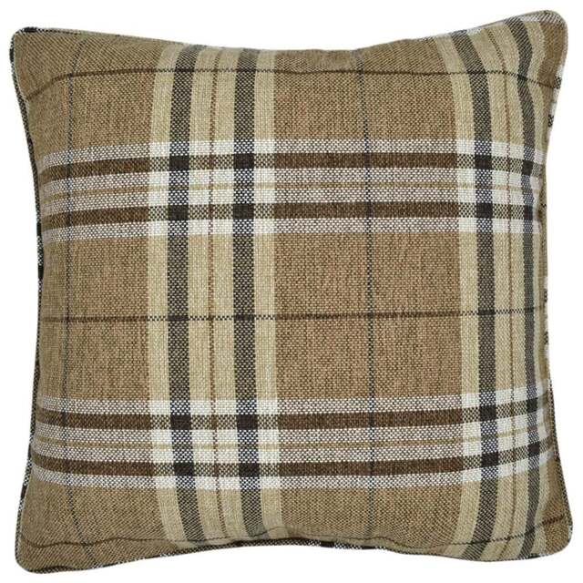 Intimates Hugo Check Natural Filled Cushion 43 x 43cm 2 Pack - Brown - Wilko - image 1
