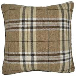 Intimates Hugo Check Natural Filled Cushion 43 x 43cm 2 Pack - Brown - Wilko - thumbnail 1