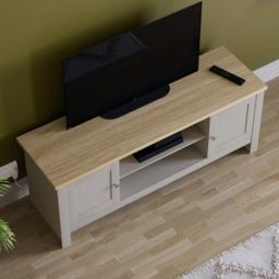 Vida Designs Arlington 2 Door 2 Shelf Grey TV Unit - Size: 39 x 128 x 49cm - Wilko - thumbnail 6