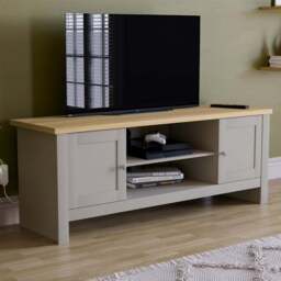 Vida Designs Arlington 2 Door 2 Shelf Grey TV Unit - Size: 39 x 128 x 49cm - Wilko - thumbnail 1