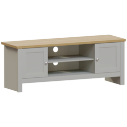 Vida Designs Arlington 2 Door 2 Shelf Grey TV Unit - Size: 39 x 128 x 49cm - Wilko - thumbnail 3