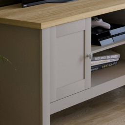 Vida Designs Arlington 2 Door 2 Shelf Grey TV Unit - Size: 39 x 128 x 49cm - Wilko - thumbnail 5