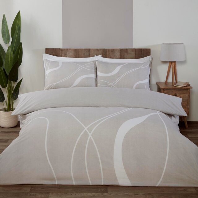 Highgate Abstract Duvet Cover and Pillowcase Set - Natural/King - Wilko - image 1